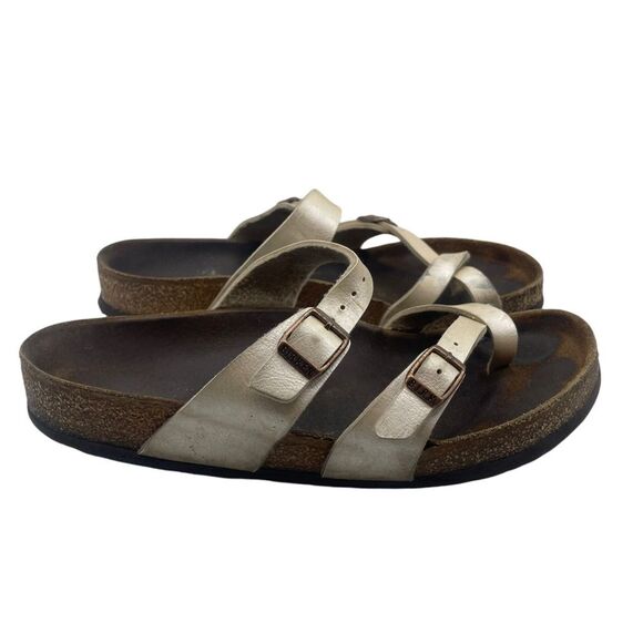 Birkenstock Mayari Pearl White Toe Thing Strappy Sandals Size 38 / 7-7.5 - Picture 5 of 10